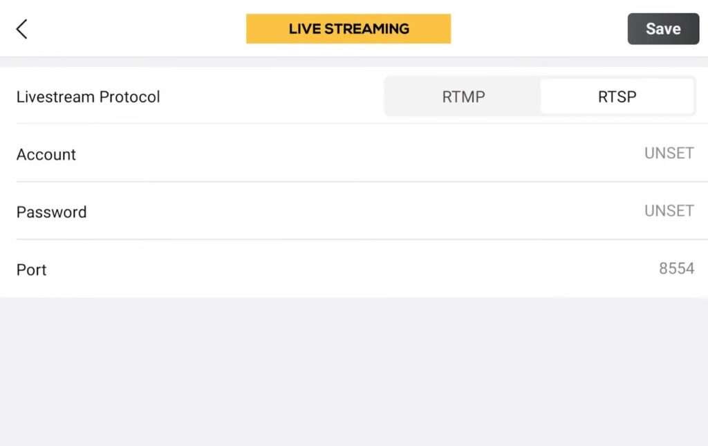 A image of Custom Live Streaming RTSP Mode