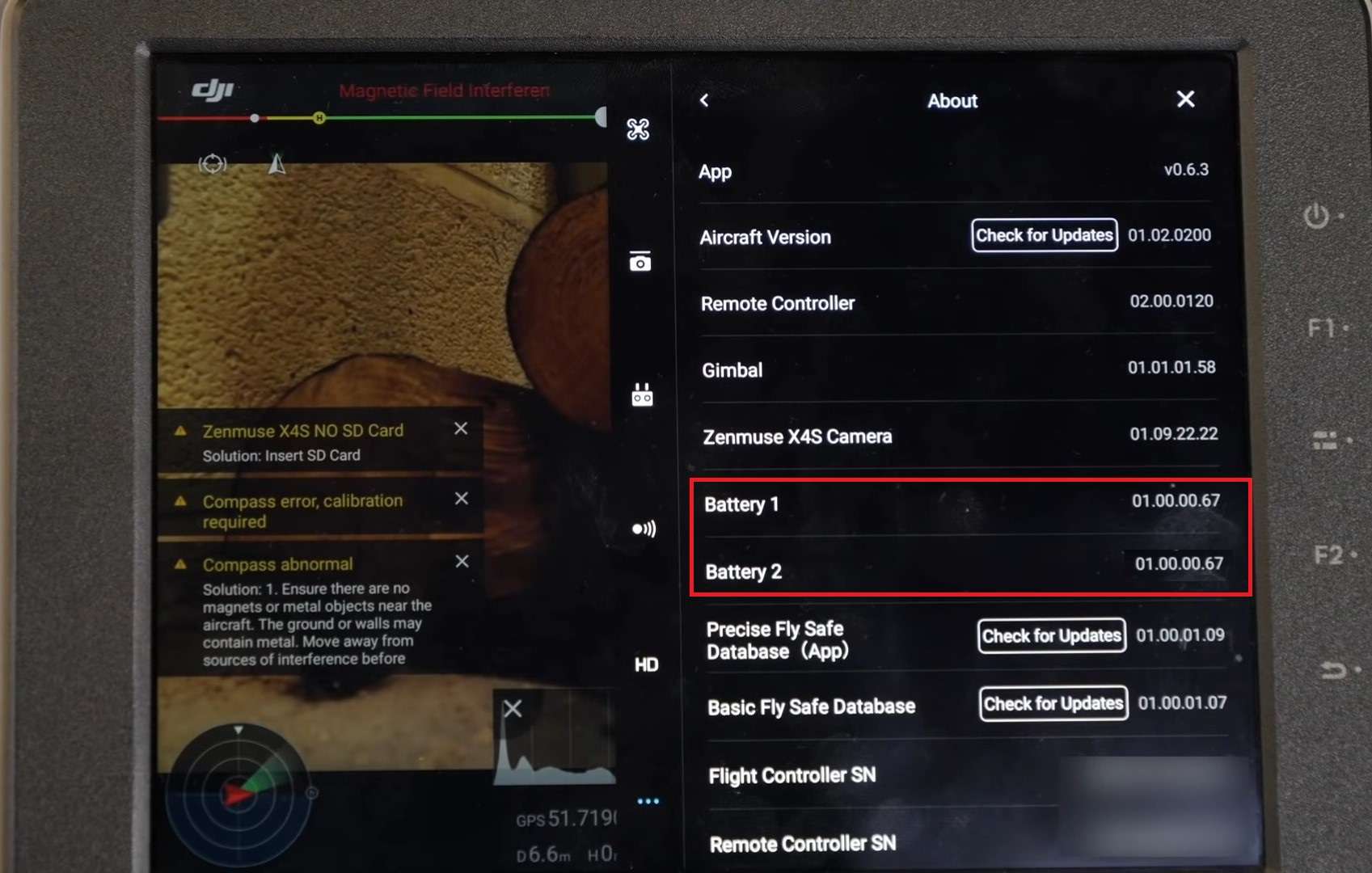 A image of DJI Inspire 2 Battery Settings