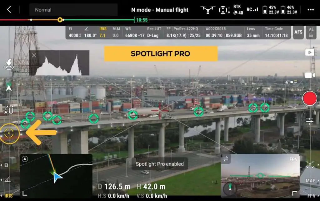 DJI INSPIRE 3 Drone BEST Settings A image of Inspire 3 Spotlight Pro Mode settings