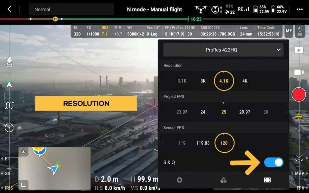 A image of Inspire 3 resolution settings