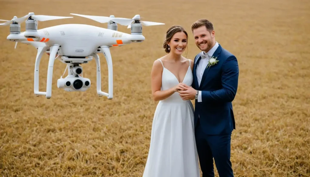 10 Great Ways to Make Money Using Your Drone A picture of a couple on a wedding day