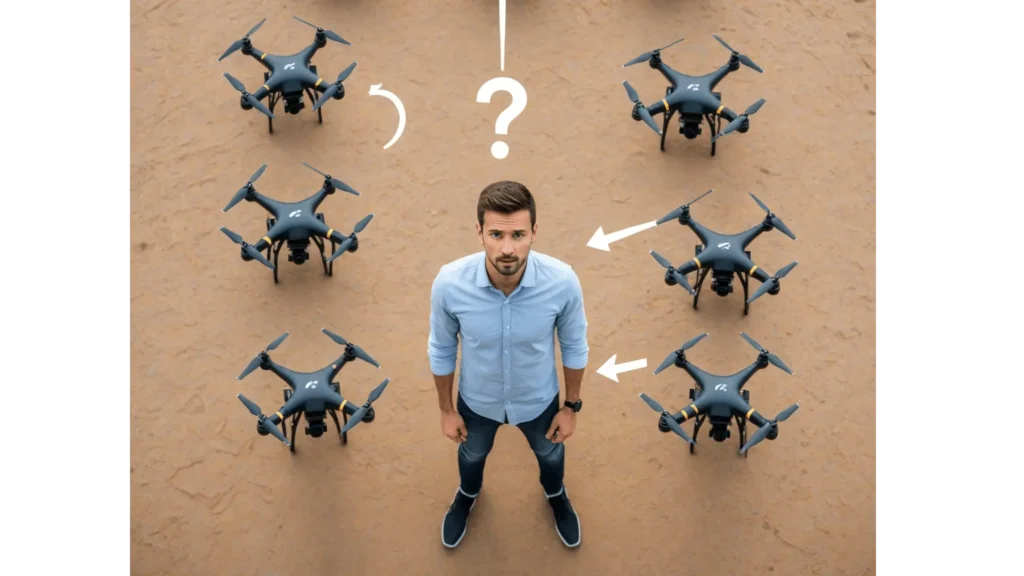 10 Great Ways to Make Money Using Your Drone A Picture of a person Who is Confused which drone he should choose