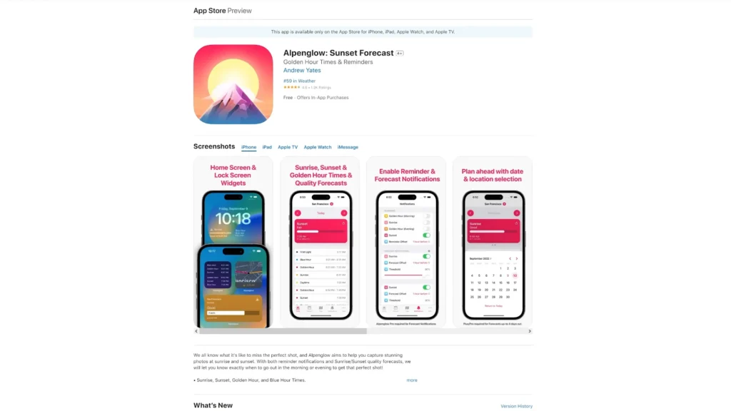 15 Useful Apps for Drone Beginners A Image of Wind Alpenglow App
