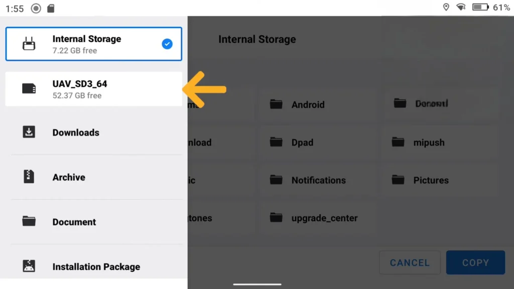 How to Export Screen Records From DJI RC2 & RC Pro A Image of DJI RC Pro Export Process