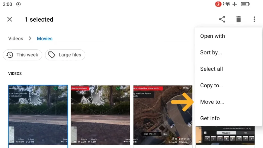 How to Export Screen Records From DJI RC2 & RC Pro A Image of DJI RC/RC 2 Export Process