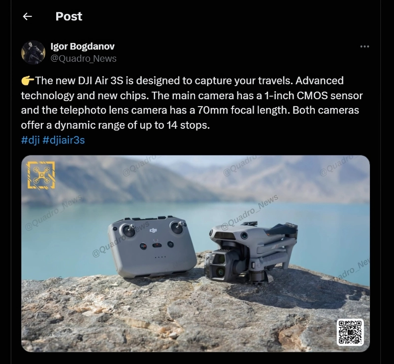 DJI Air 3S Specs & Key Features: You Need to Know A image of DJI Air 3S