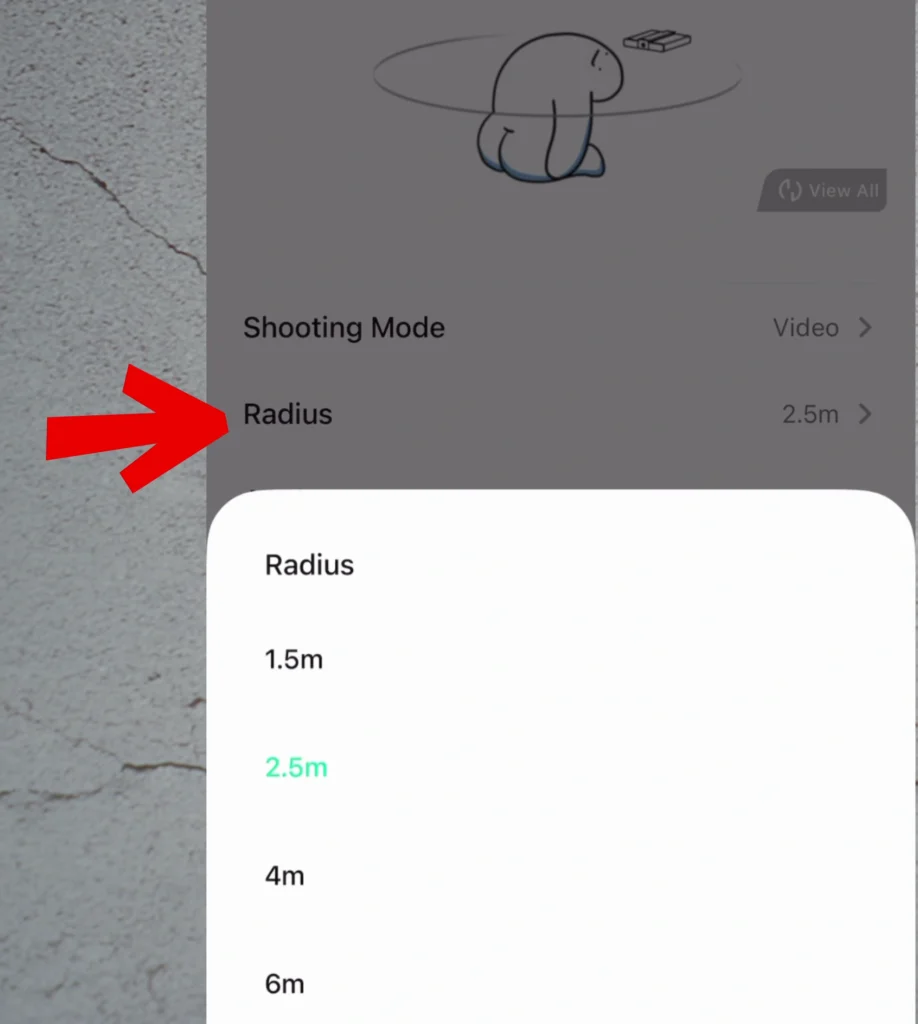 HoverAir X1 Best Settings & Advanced Modes A image of Orbit Radius