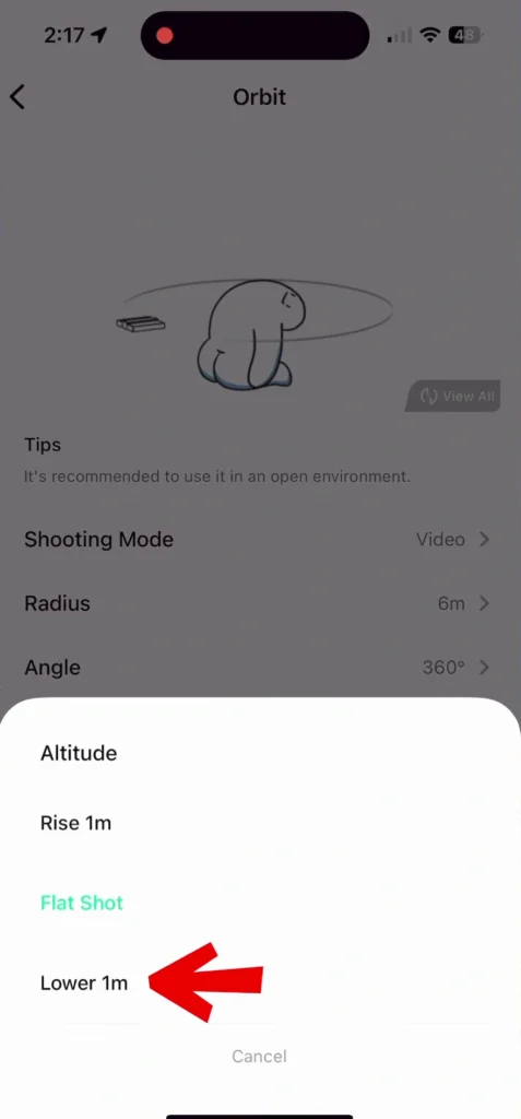 HoverAir X1 Best Settings & Advanced Modes A image of Orbit Altitude
