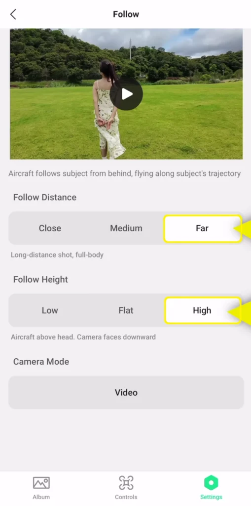 13 Best Settings to Improve DJI Neo Video Quality A image of Follow Me Settings