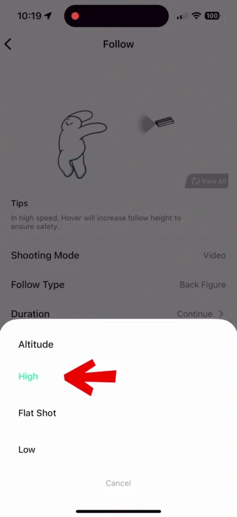 HoverAir X1 Best Settings & Advanced Modes A image of Follow