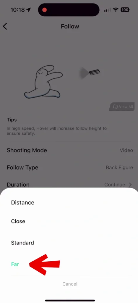 HoverAir X1 Best Settings & Advanced Modes A image of Follow