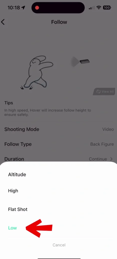 HoverAir X1 Best Settings & Advanced Modes A image of Follow