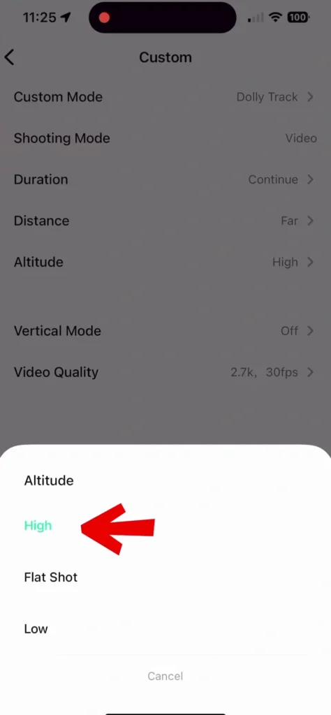 HoverAir X1 Best Settings & Advanced Modes A image of Dolly Track