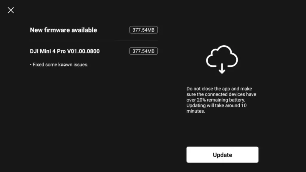DJI Mini 4 Pro Firmware Update v01.00.0800 Problems A image of DJI Mini 4 Pro FIRMWARE v01.00.0800