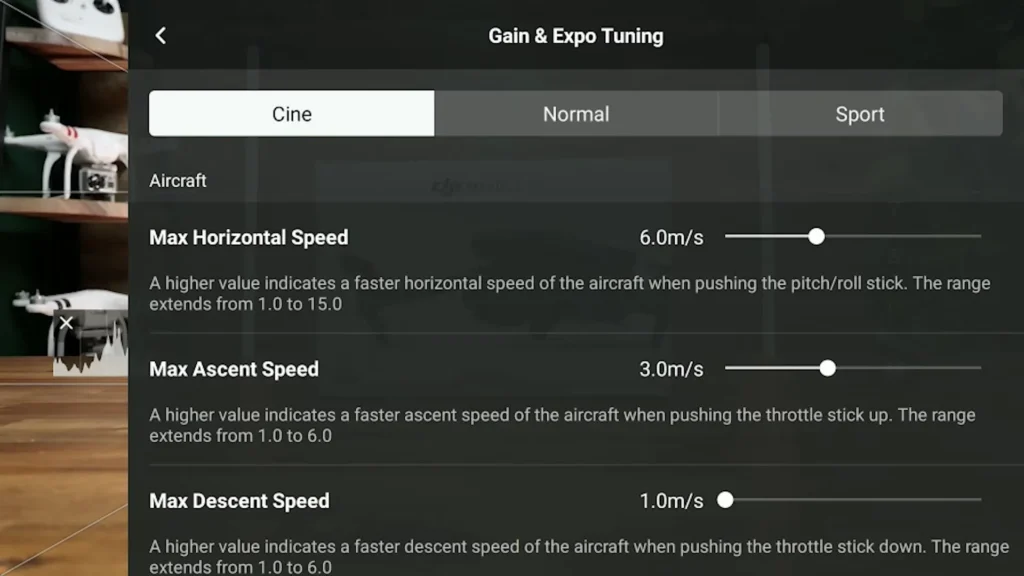 A image of DJI MAVIC 3 PRO Gain & Expo Tuning Settings