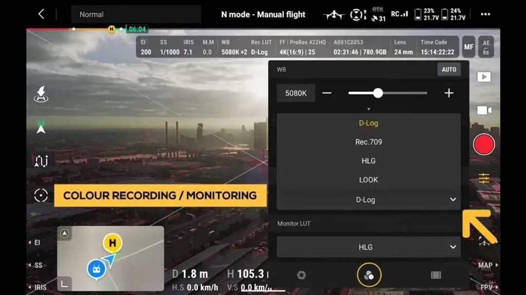 DJI INSPIRE 3 Drone BEST Settings A image of Inspire 3 Color Settings D-log