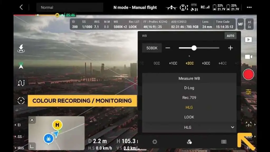 DJI INSPIRE 3 Drone BEST Settings A image of Inspire 3 Color Settings HLG