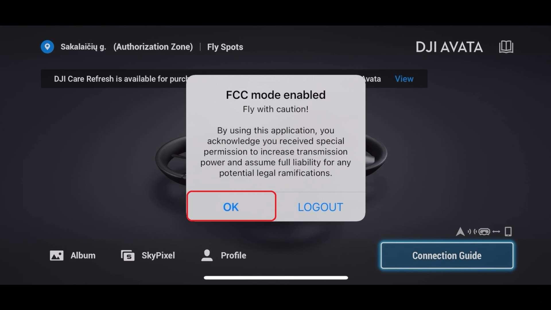 Fix DJI Avata Drone Range and Video Quality A image of DJI Avata FCC Mode Enabled