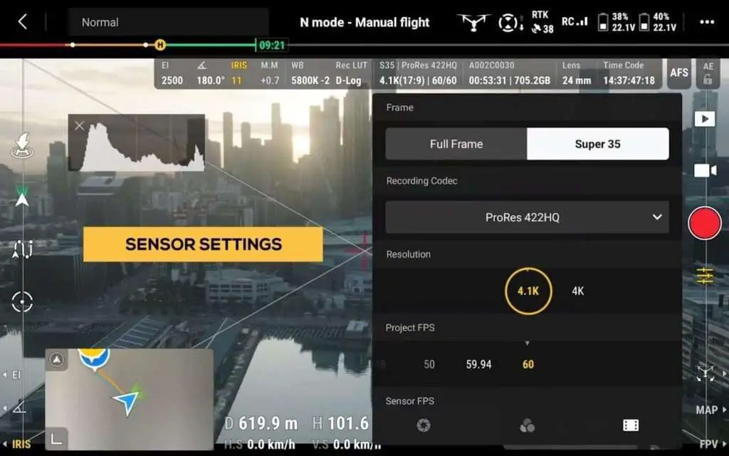 DJI INSPIRE 3 Drone BEST Settings A image of Inspire 3 Sensor Settings