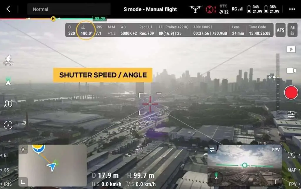DJI INSPIRE 3 Drone BEST Settings A image of Inspire 3 Shutter Speed Angle