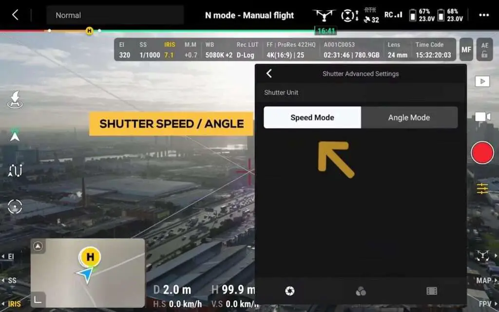 DJI INSPIRE 3 Drone BEST Settings A image of Inspire 3 Shutter Speed Mode