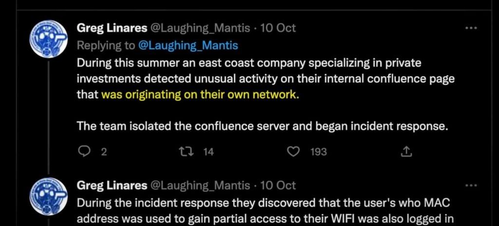 The Rise of Hacker Drones A image of Greg Linares Twitter Post