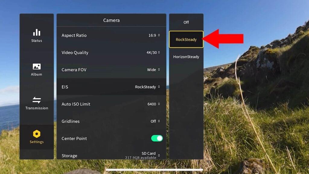 A image of Electronic Image Stabilization settings