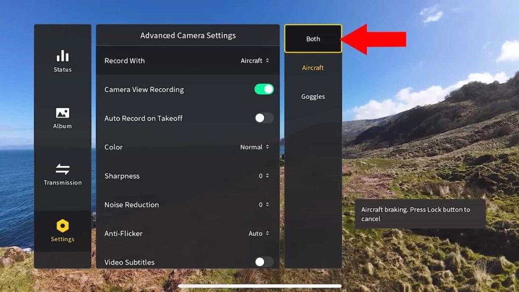 A image of Camera View When Recording settings