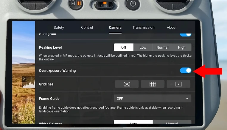Best DJI Mini 4 Pro Settings overexposure warning